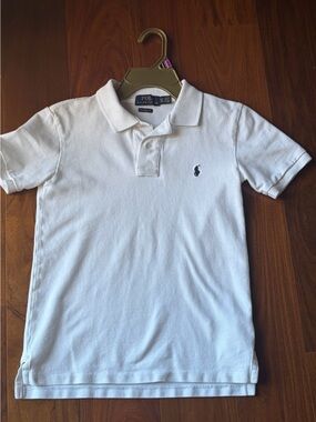Ralph Lauren White Polo with Navy Pony Embroidery